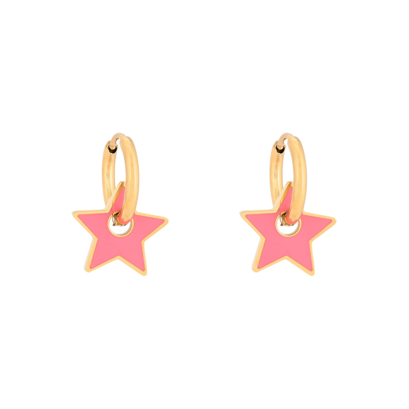 Argolas em aço estrela rosa GB
