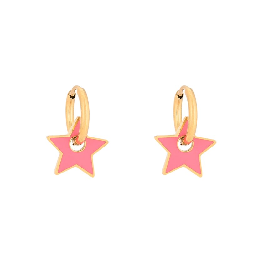 Aros en acero estrella rosa GB