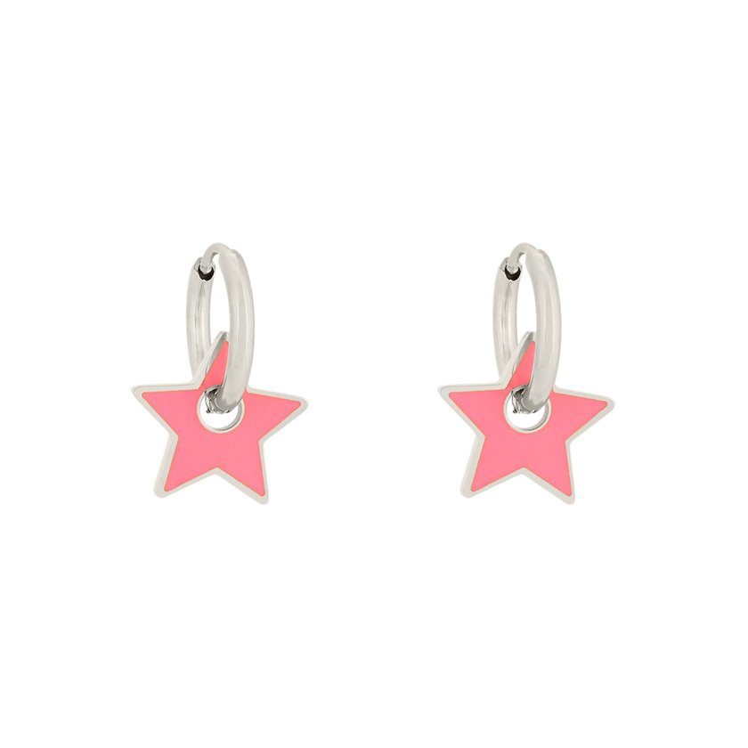 Aros en acero estrella rosa GB