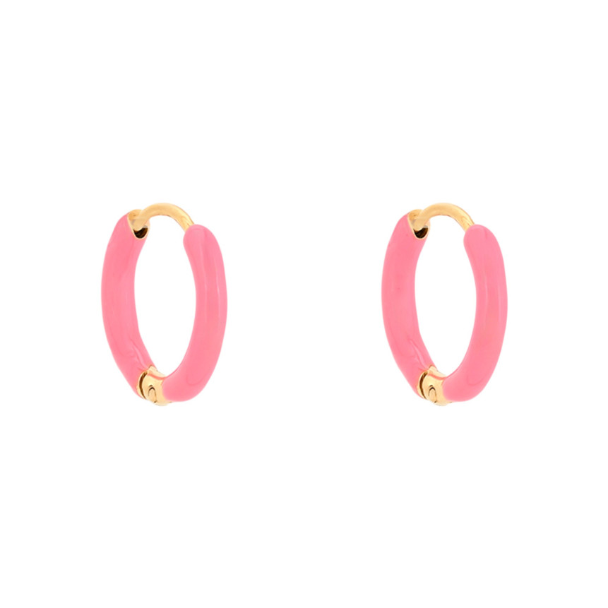 Argolas em aço finas rosa GB