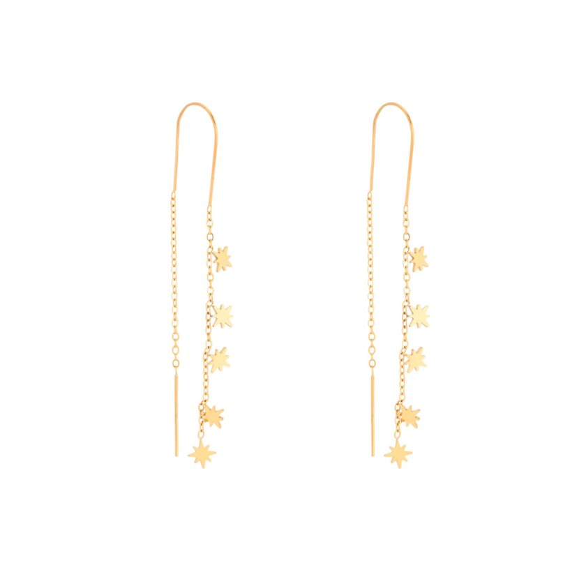 Boucles d'oreilles en acier long étoiles GB