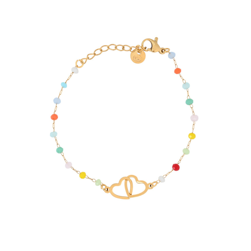 Bracelet en acier colorée coeurs GB