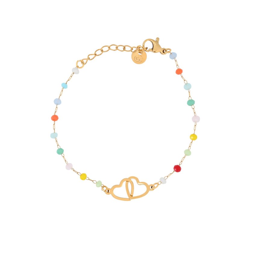 Bracciale in acciaio colorata cuori GB