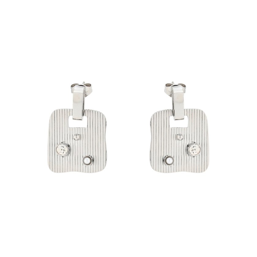 Steel earrings square transparents GB