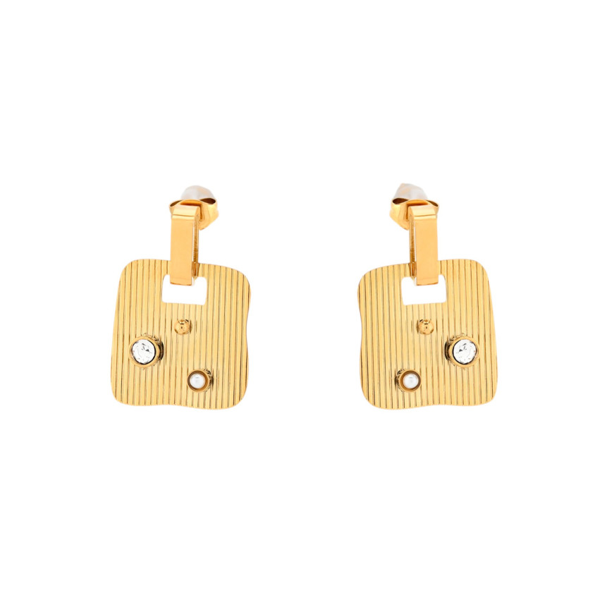 Steel earrings square transparents GB
