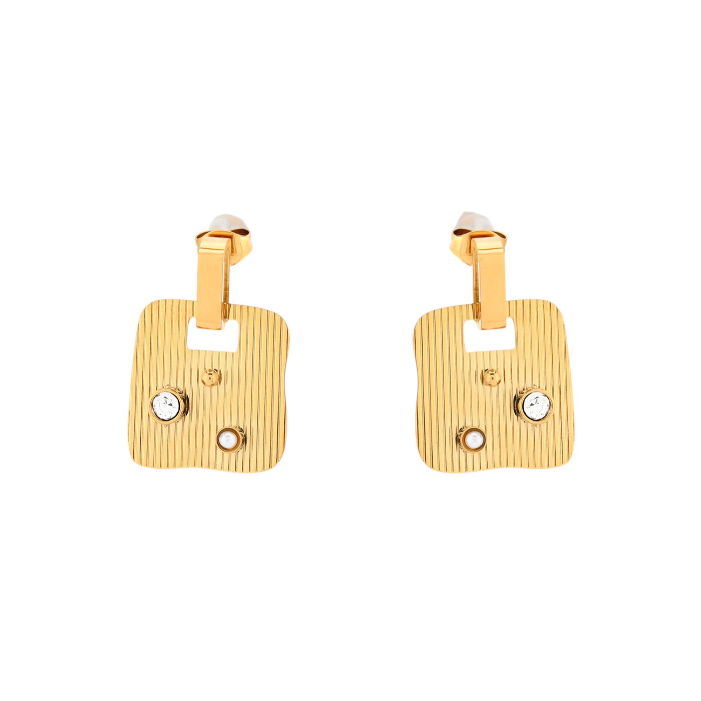 Steel earrings square transparents GB