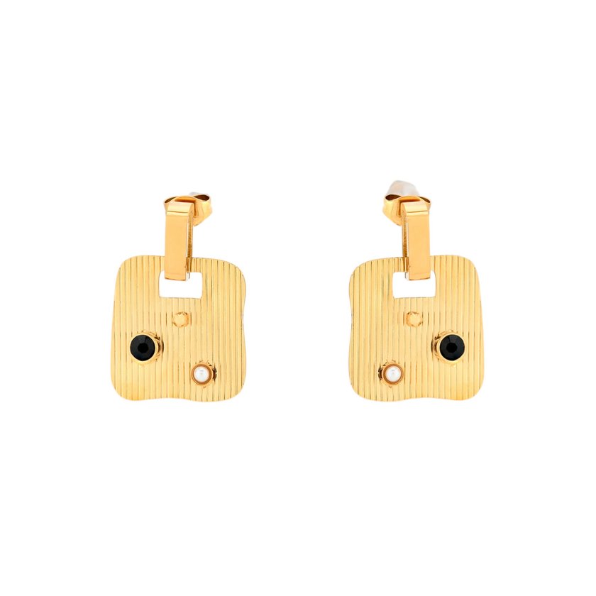 Steel earrings square transparents GB