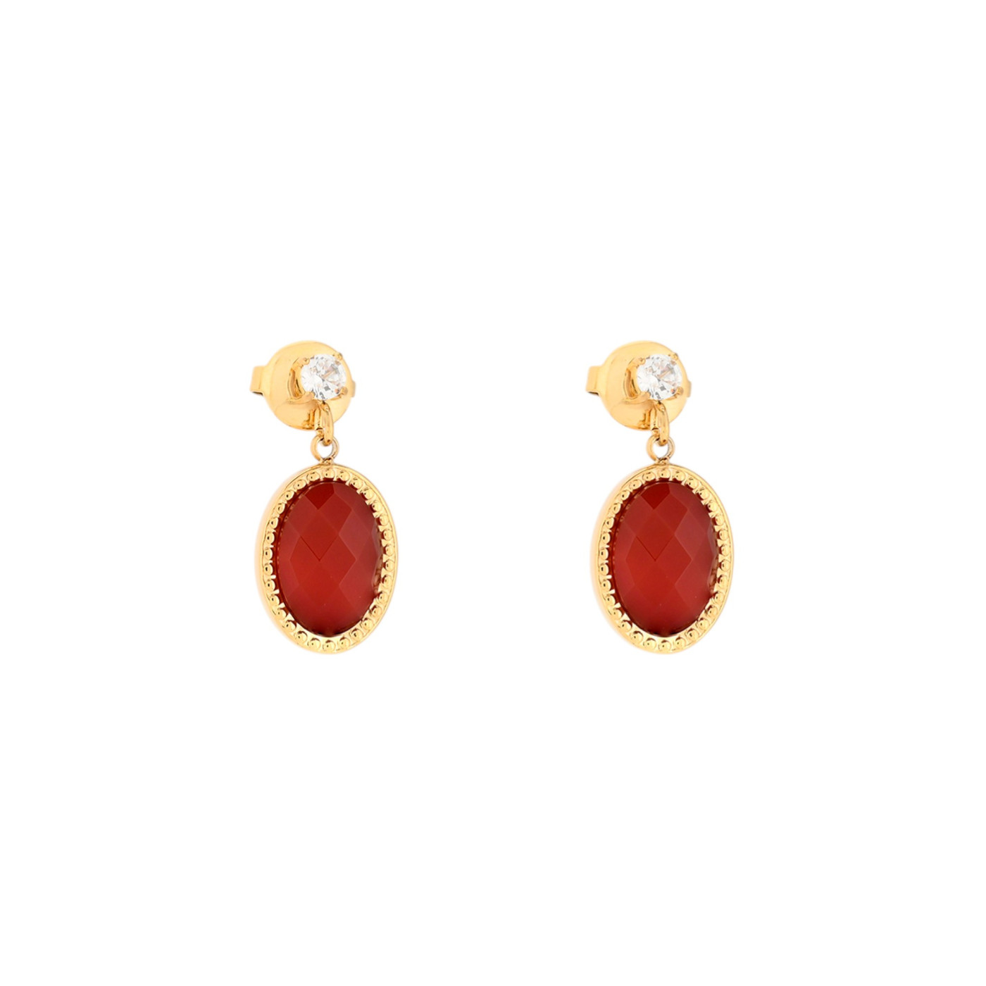 Steel pendant earrings oval GB