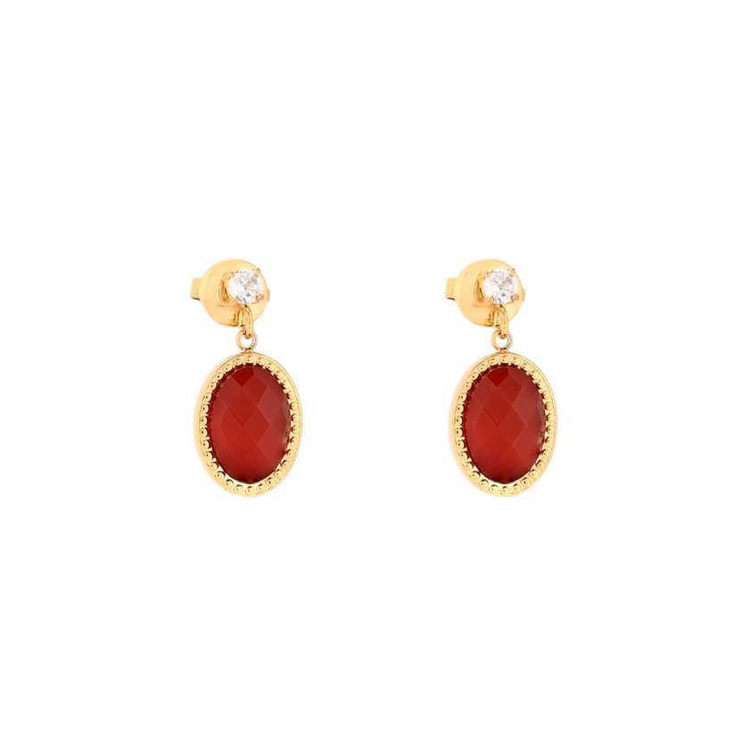 Steel pendant earrings oval GB