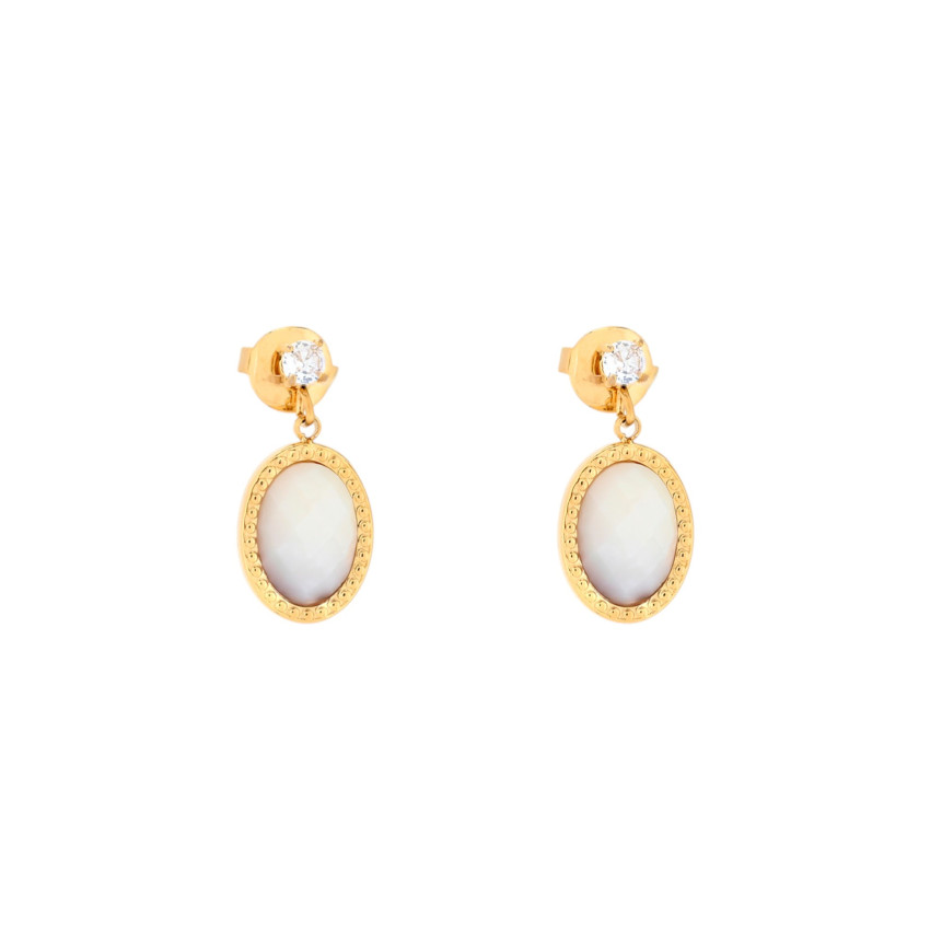 Steel pendant earrings oval GB