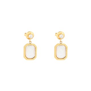 Boucles d'oreilles pendantes en acier rectangulaire GB