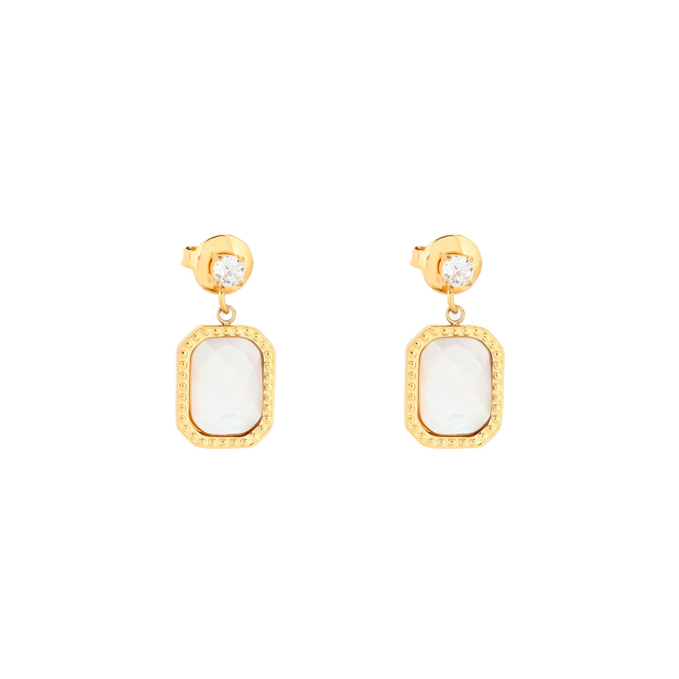 Steel pendant earrings rectangular GB