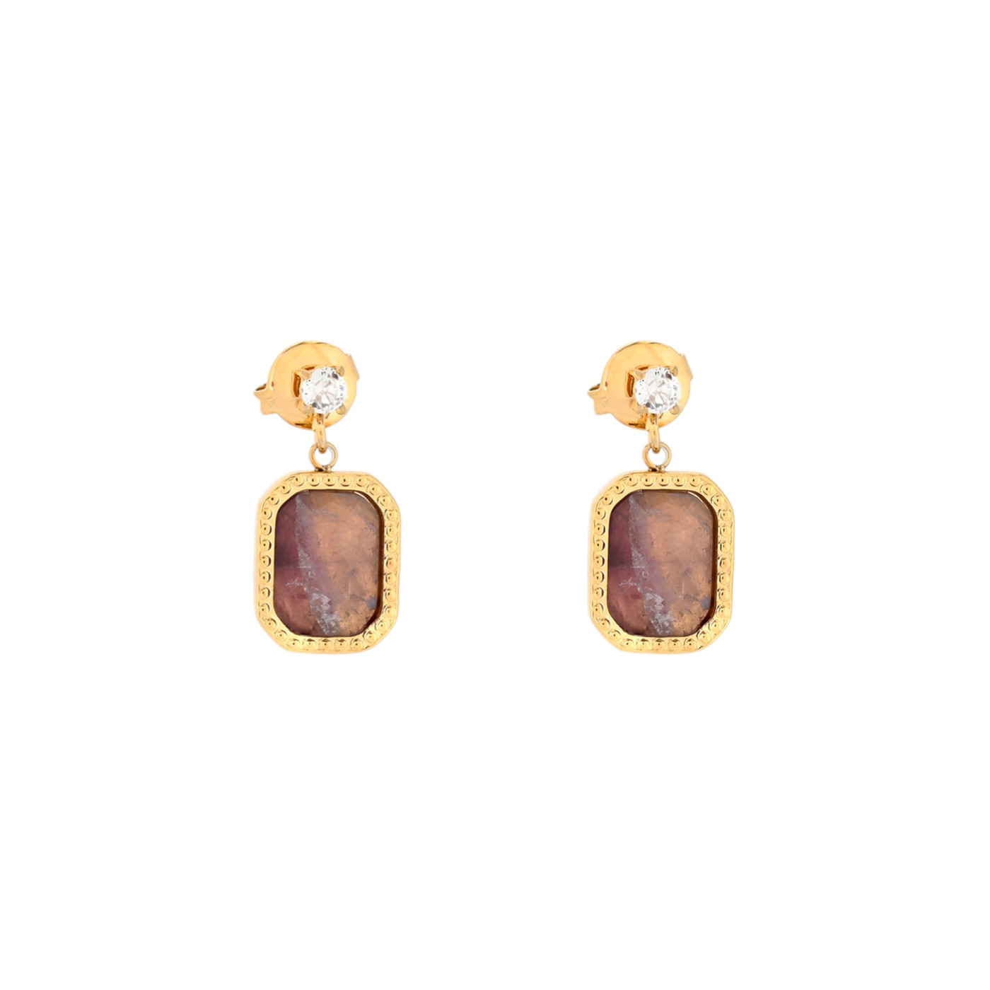 Steel pendant earrings rectangular GB