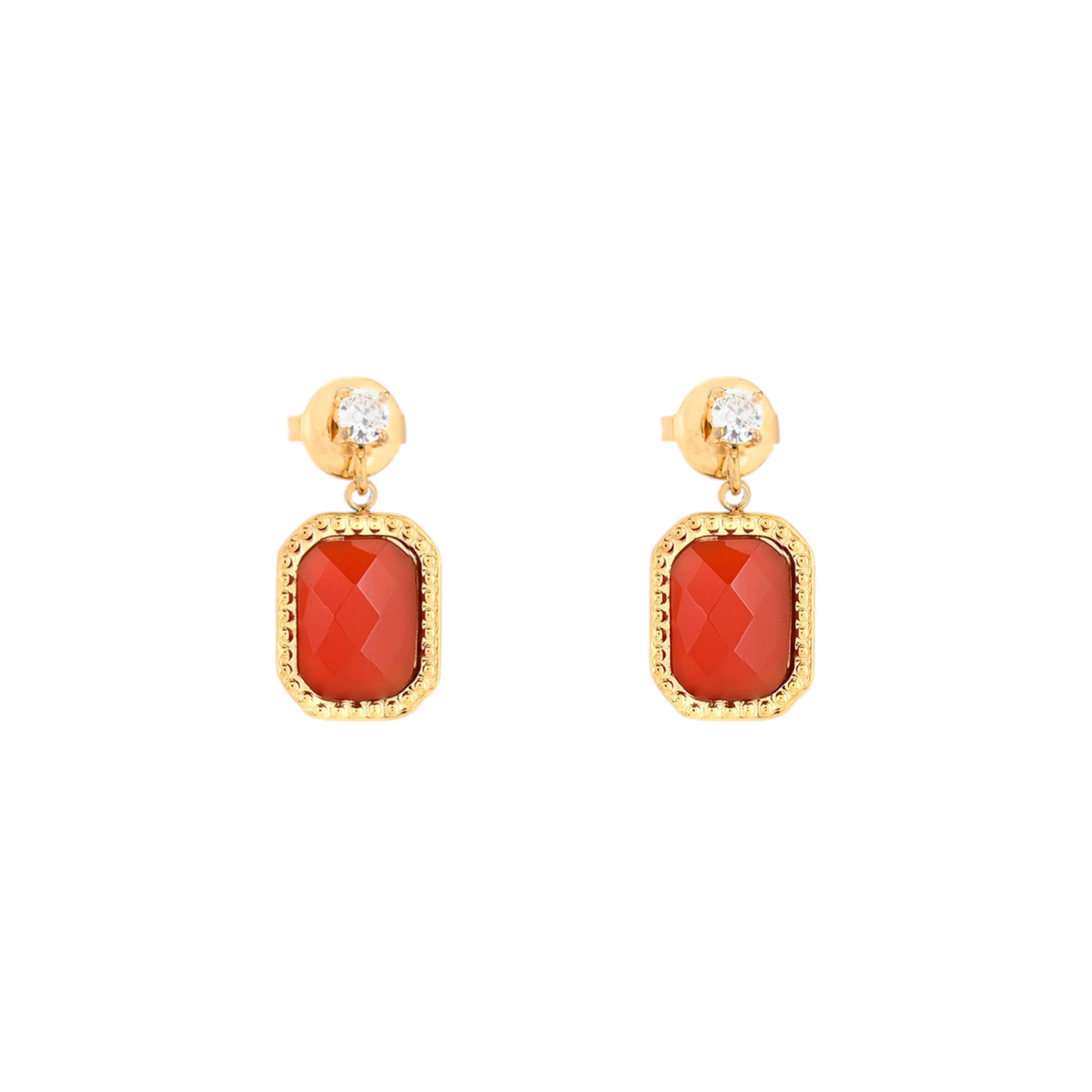 Boucles d\'oreilles pendantes en acier rectangulaire GB