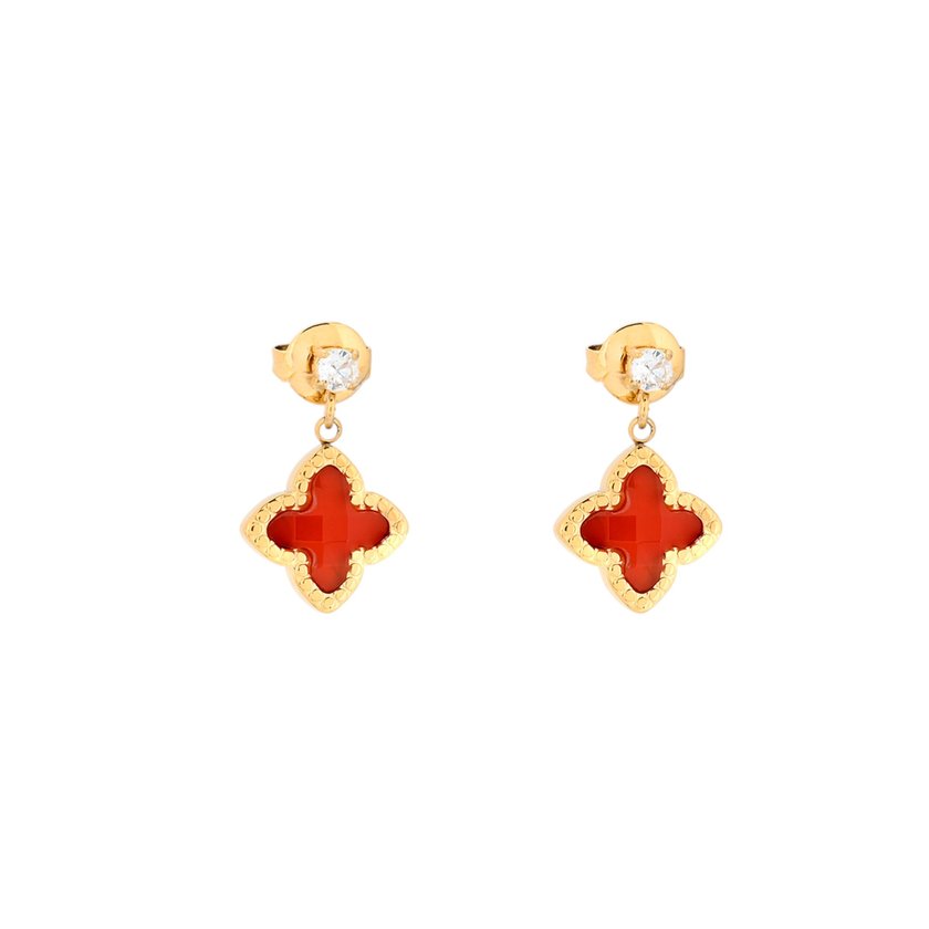 Boucles d'oreilles pendantes en acier forme de fleur GB