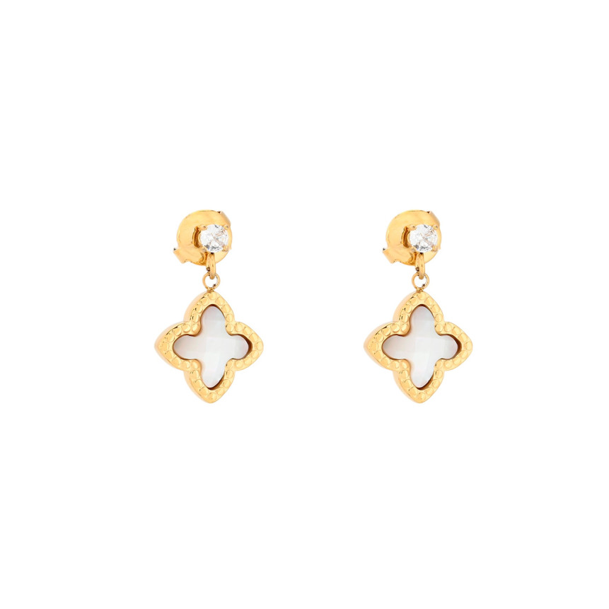 Pendientes colgantes de acero forma de flor GB