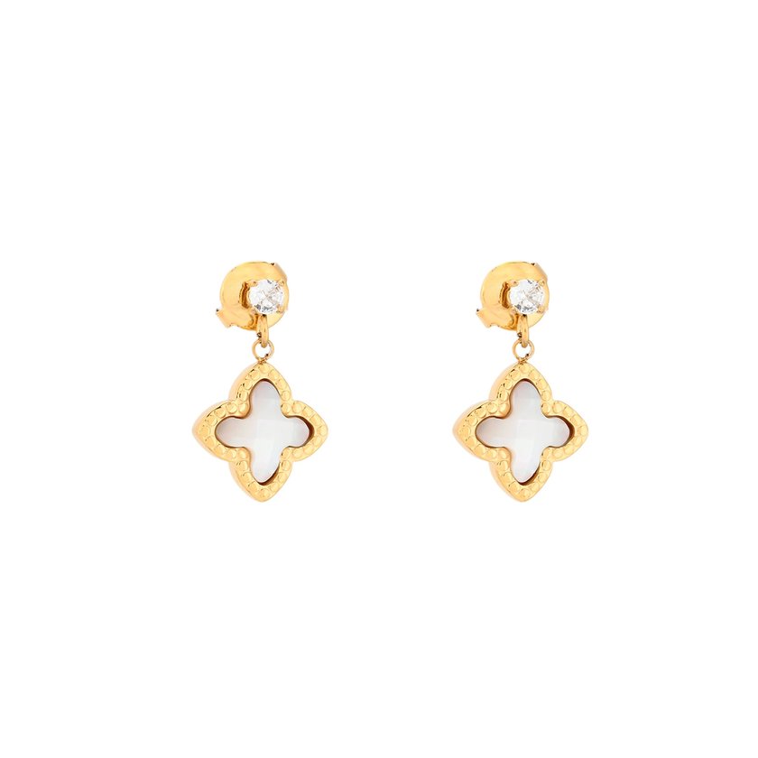 Pendientes colgantes de acero forma de flor GB