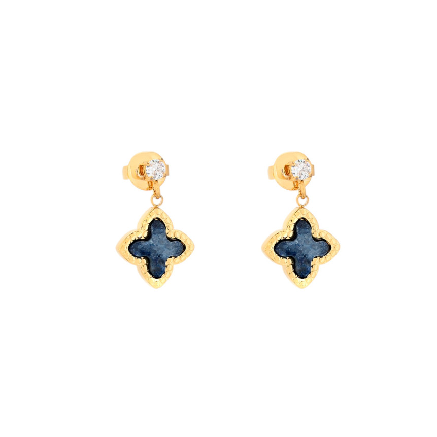 Pendientes colgantes de acero forma de flor GB