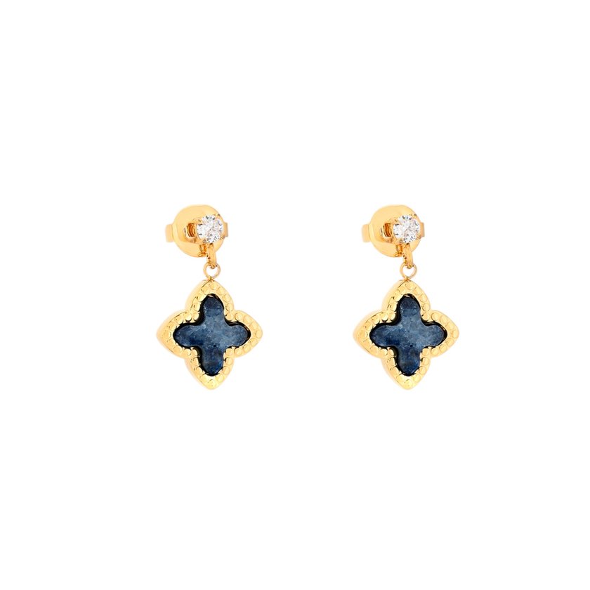 Boucles d'oreilles pendantes en acier forme de fleur GB