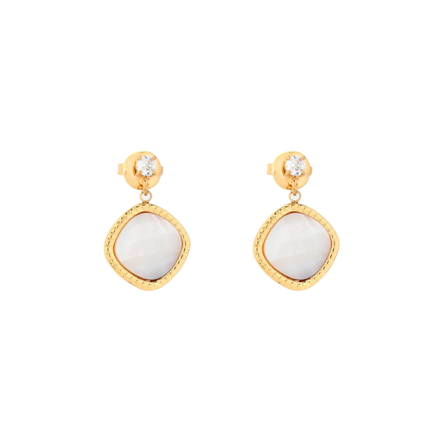 Boucles d\'oreilles pendantes en acier géométrique GB