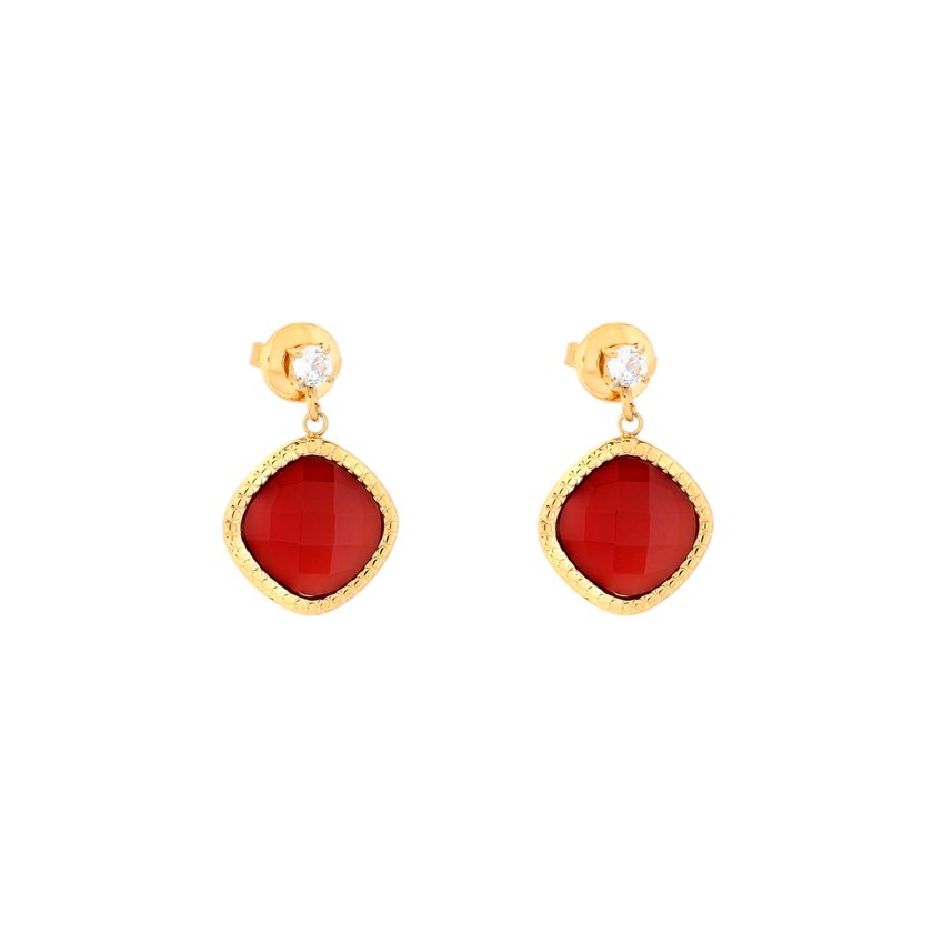 Boucles d'oreilles pendantes en acier géométrique GB