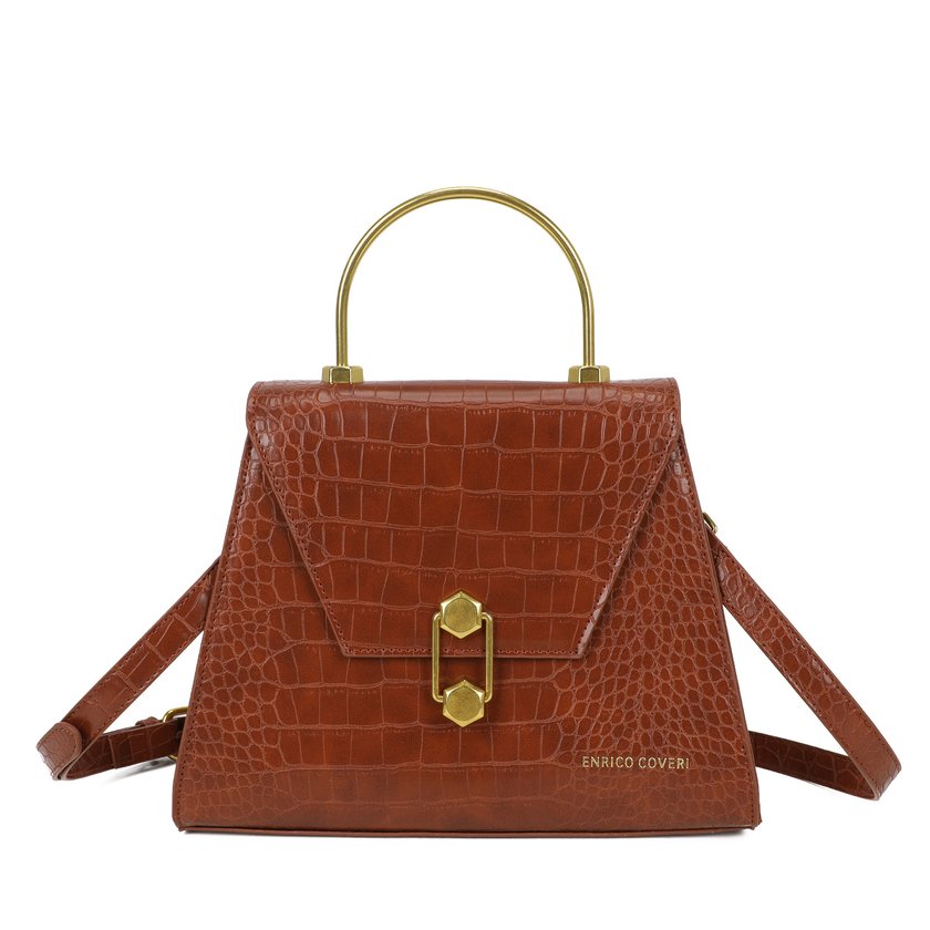 Borsa a mano con dettagli dorati