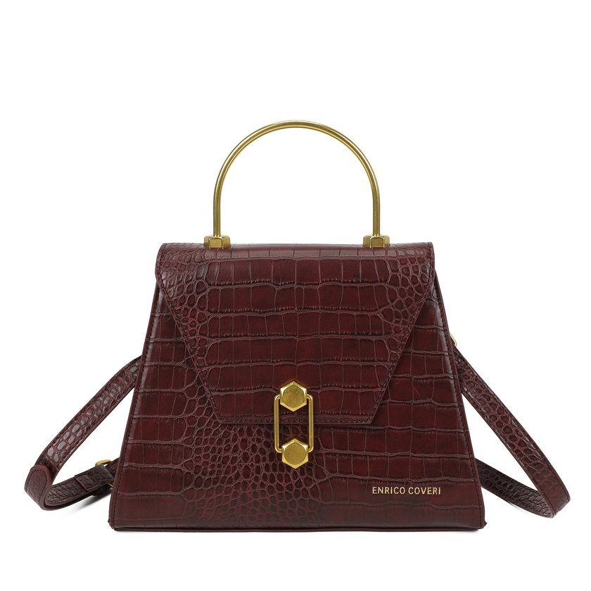 Borsa a mano con dettagli dorati