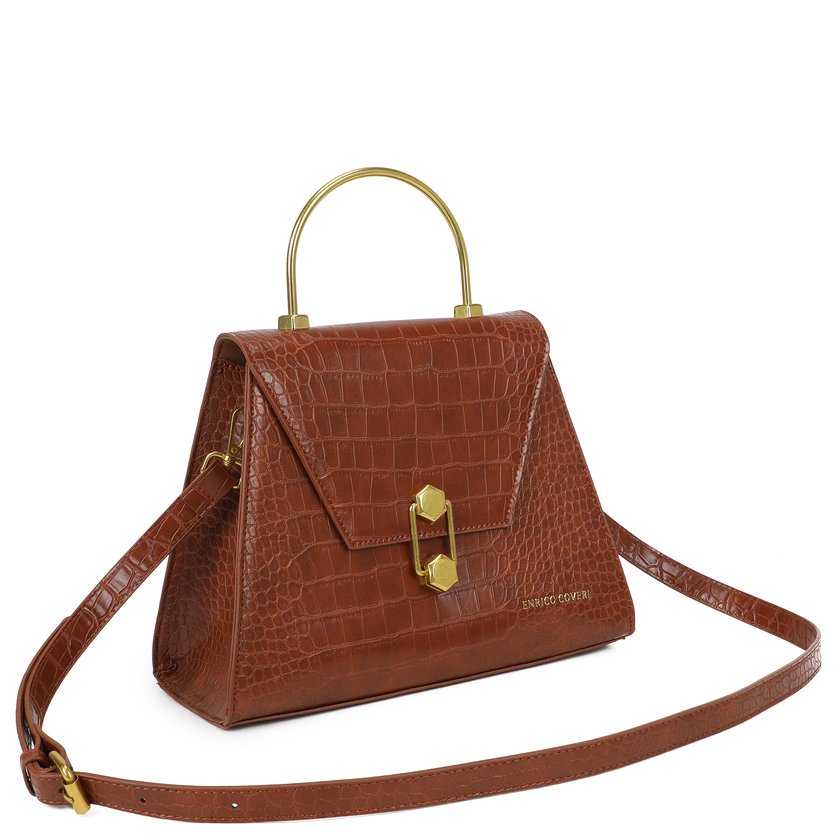 Borsa a mano con dettagli dorati