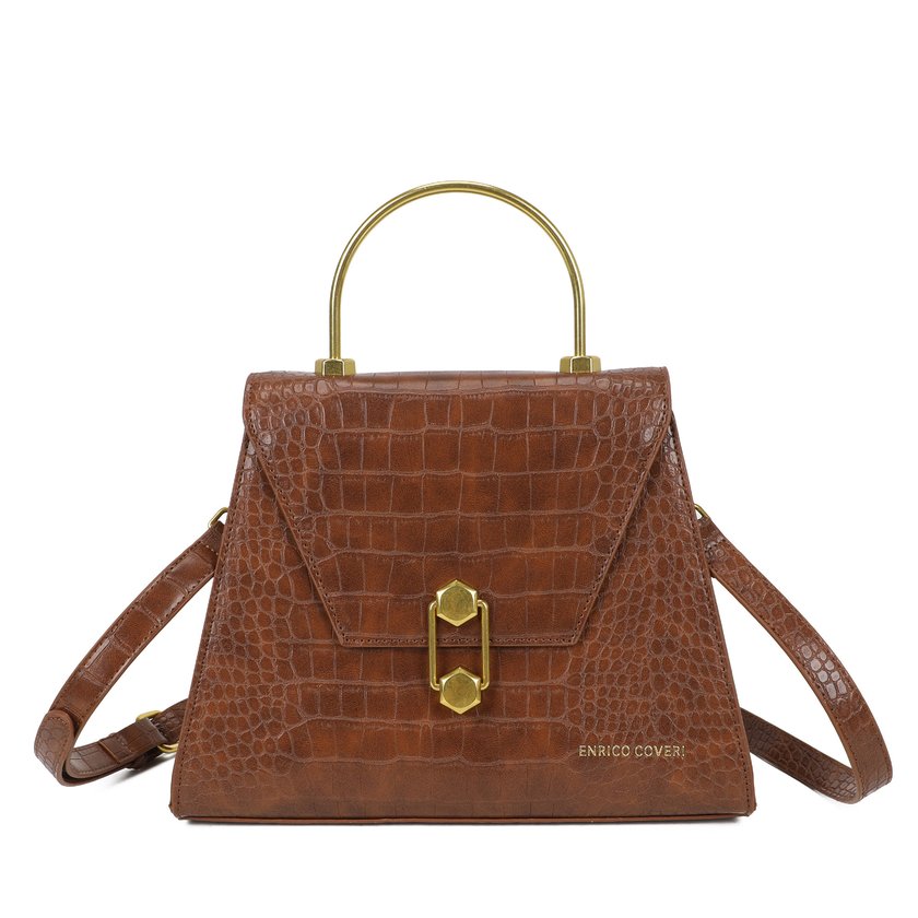 Borsa a mano con dettagli dorati