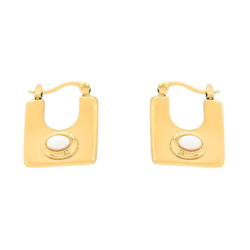Clovers steel earrings square GB