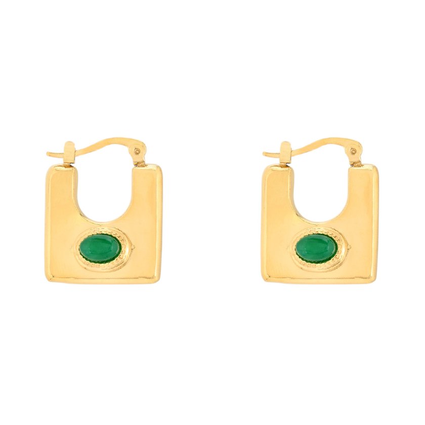 Clovers steel earrings square GB