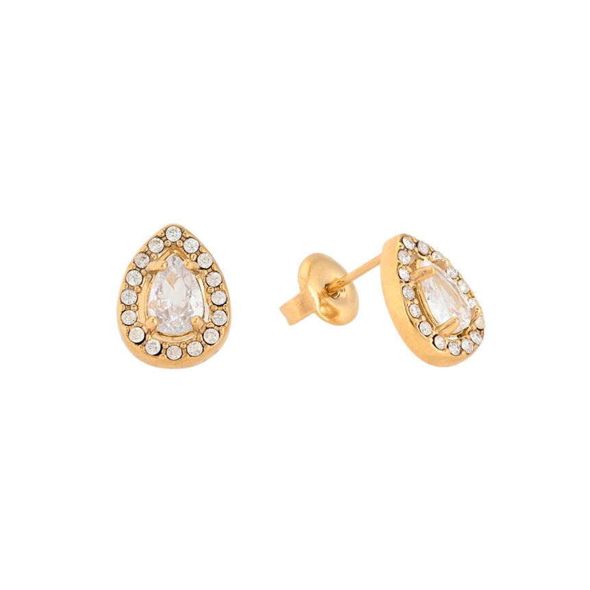 Boucles d\'oreilles en acier pierre ovale GB