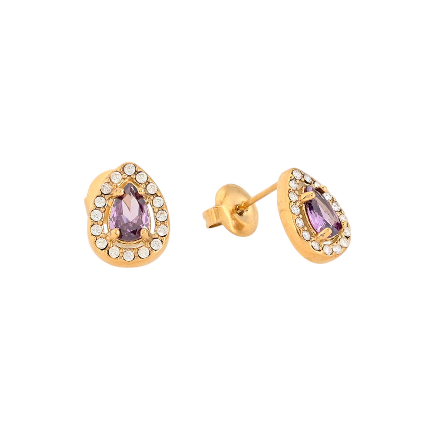 Boucles d\'oreilles en acier pierre ovale GB