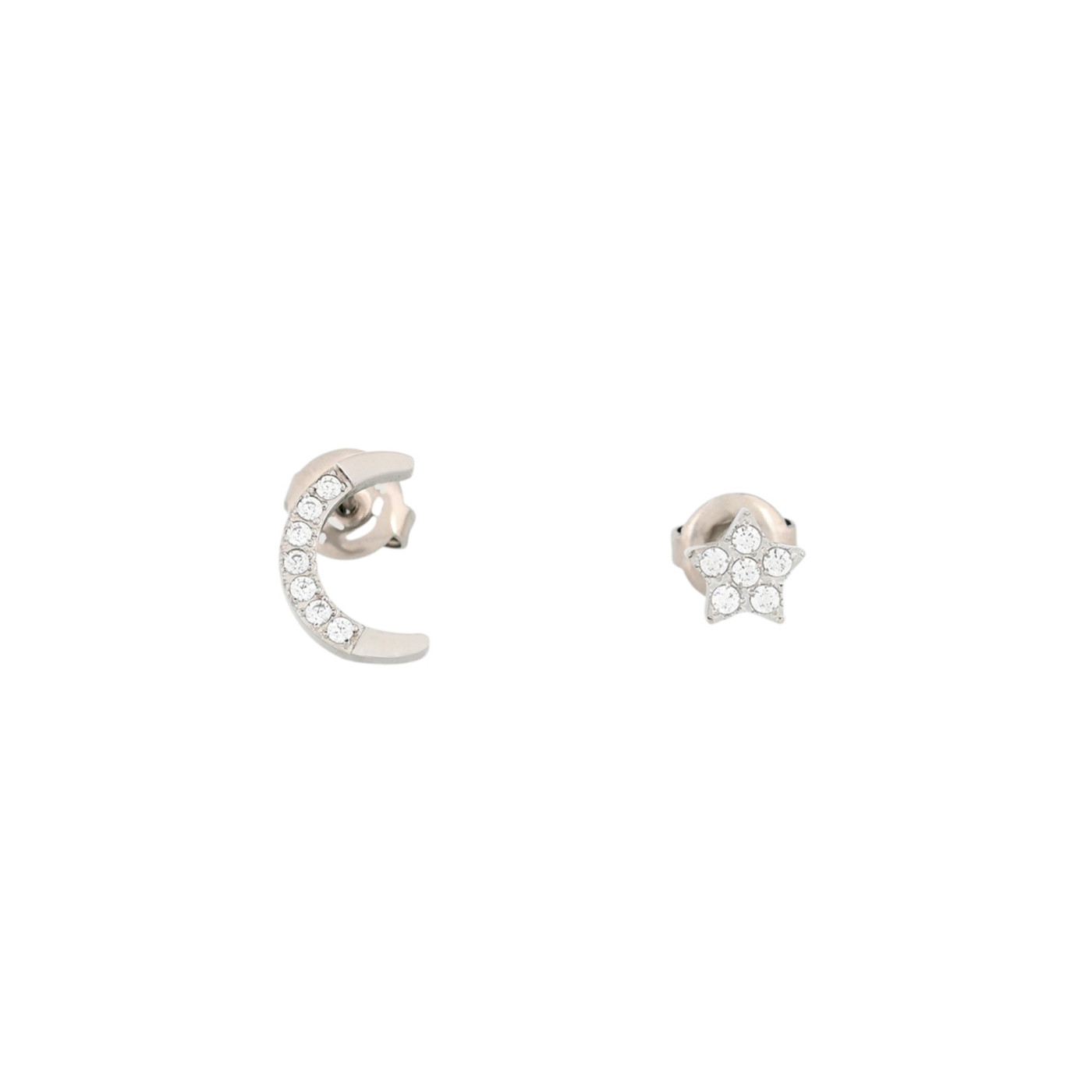 Boucles d\'oreilles acier étoile et lune GB
