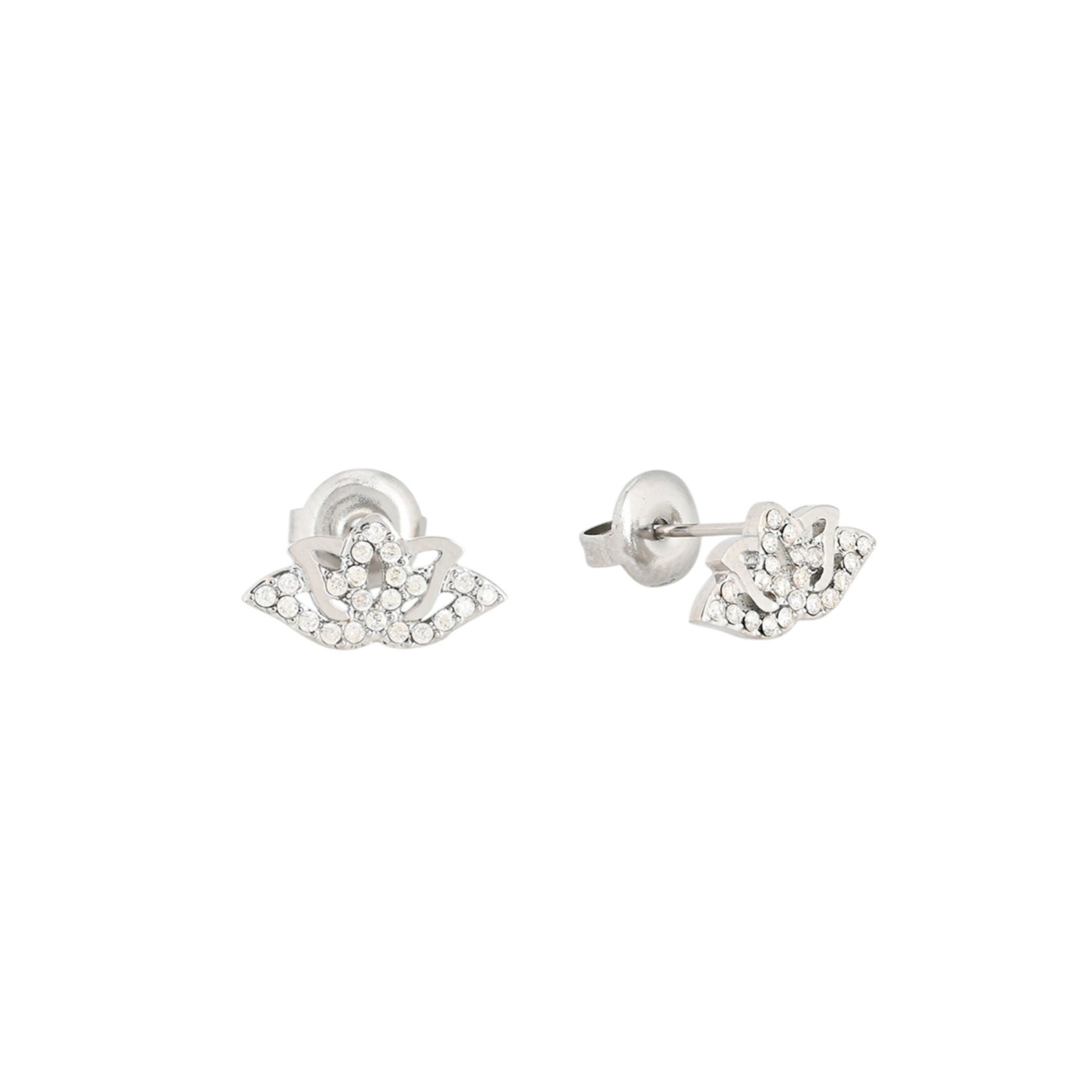 Boucles d\'oreilles acier et zircones fleur de lotus GB