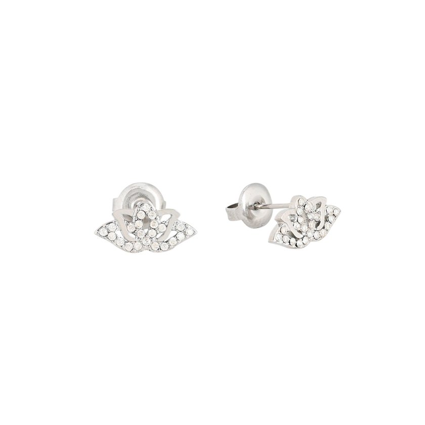 Boucles d'oreilles acier et zircones fleur de lotus GB