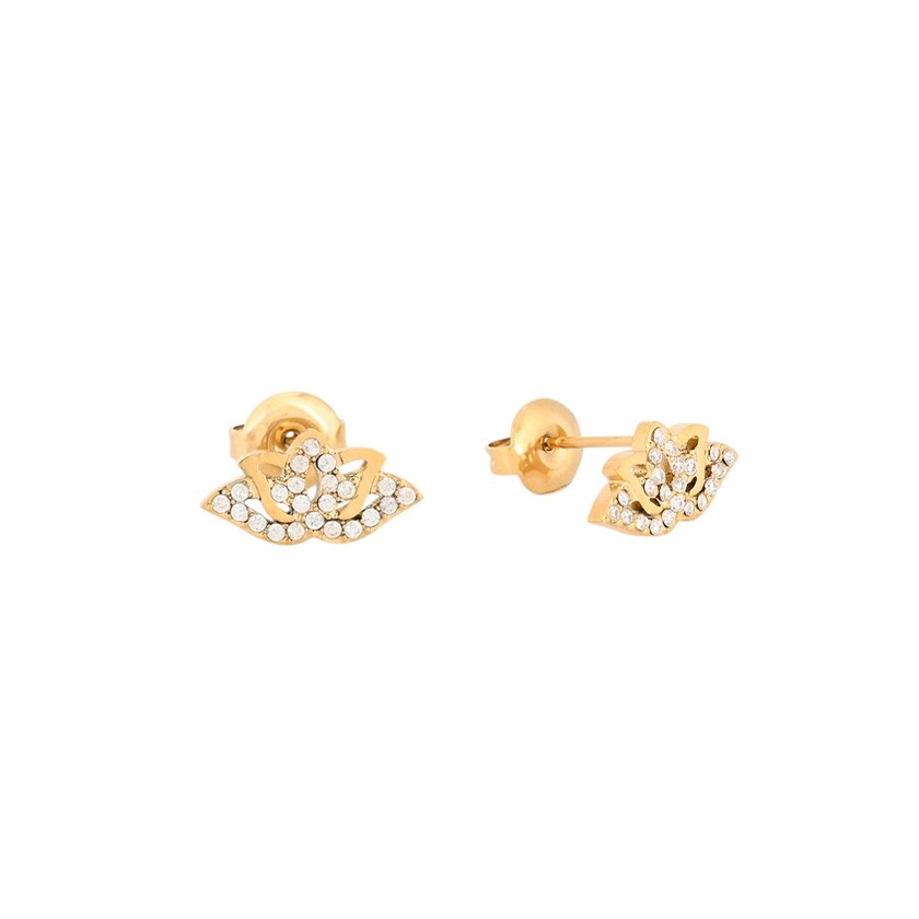 Boucles d'oreilles acier et zircones fleur de lotus GB