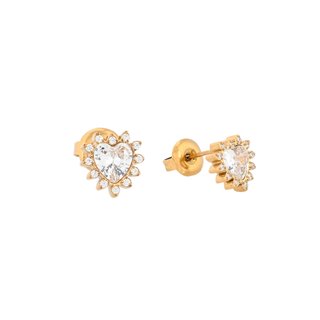 Brincos aço com zircônias coração GB