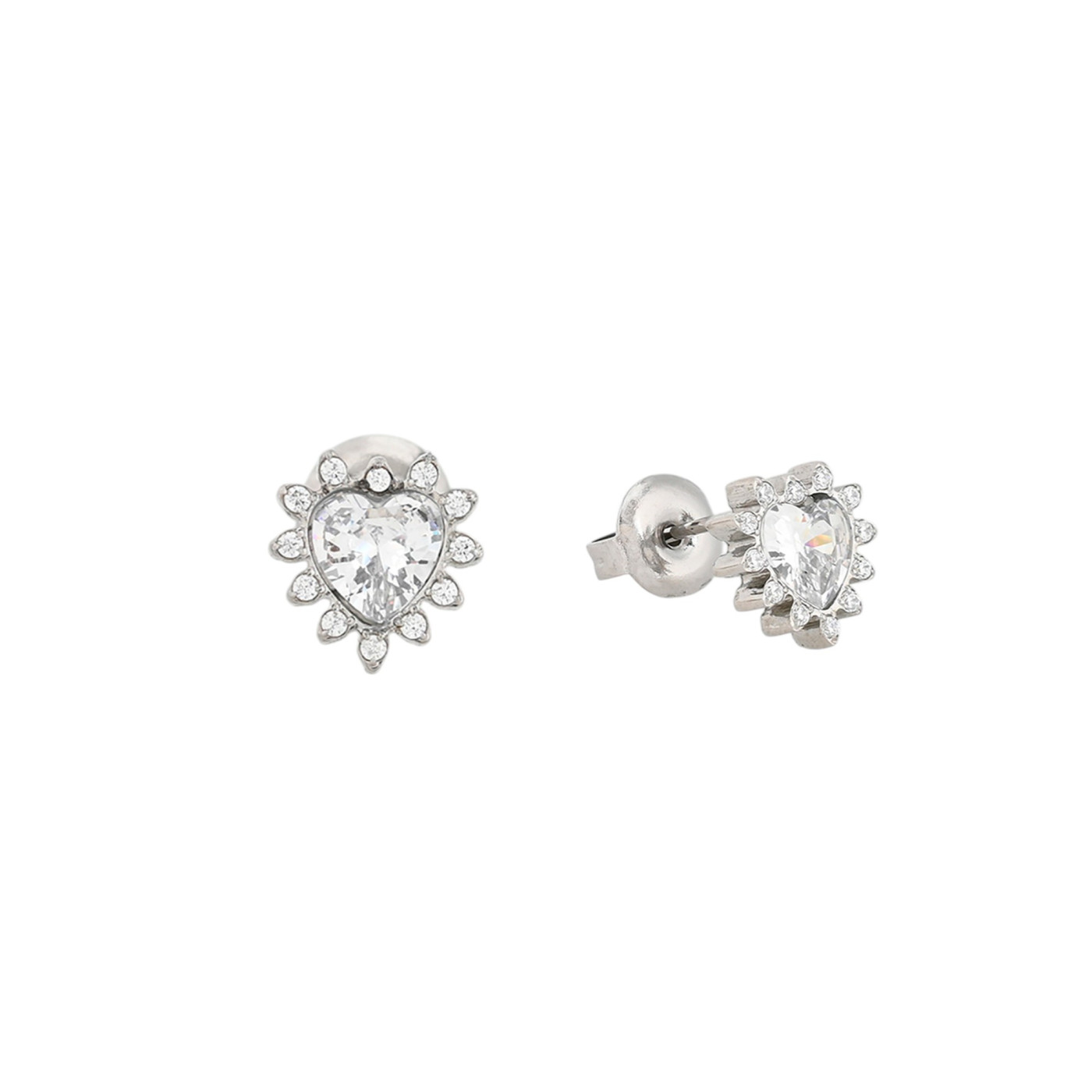 Boucles d\'oreilles acier avec zircones cœur GB