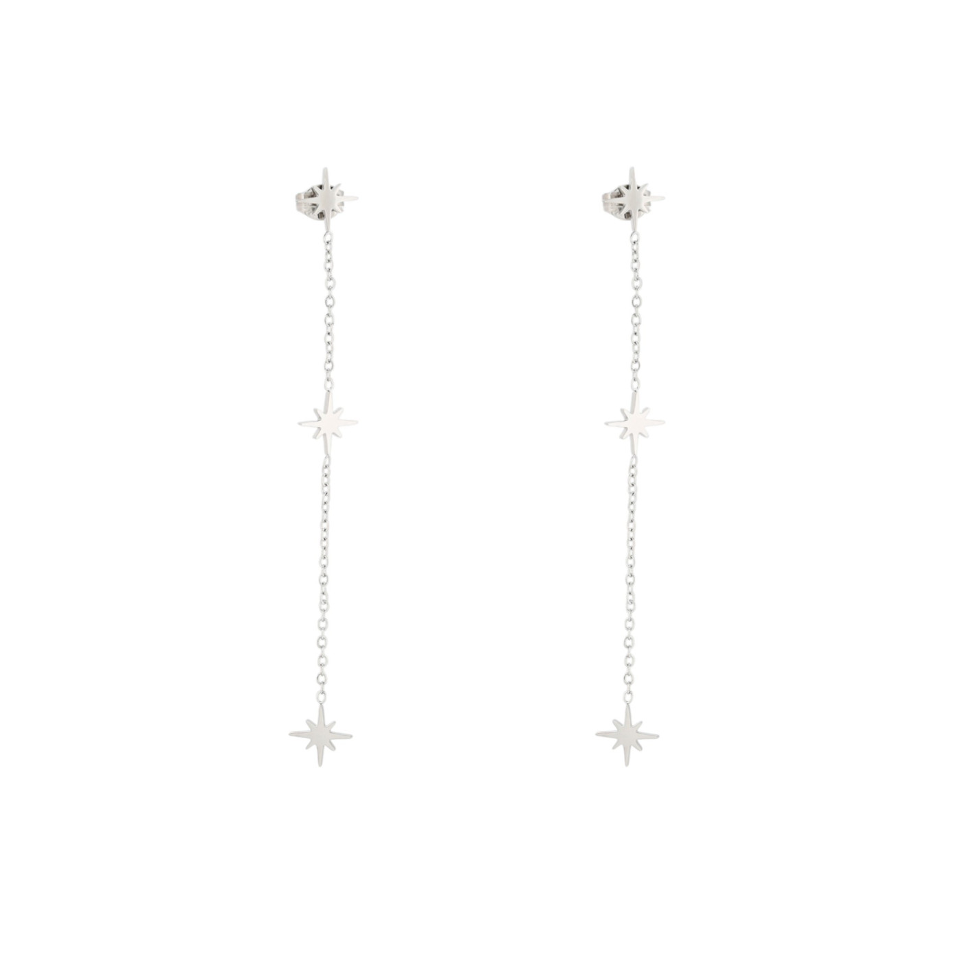 Boucles d\'oreilles en acier long étoiles GB