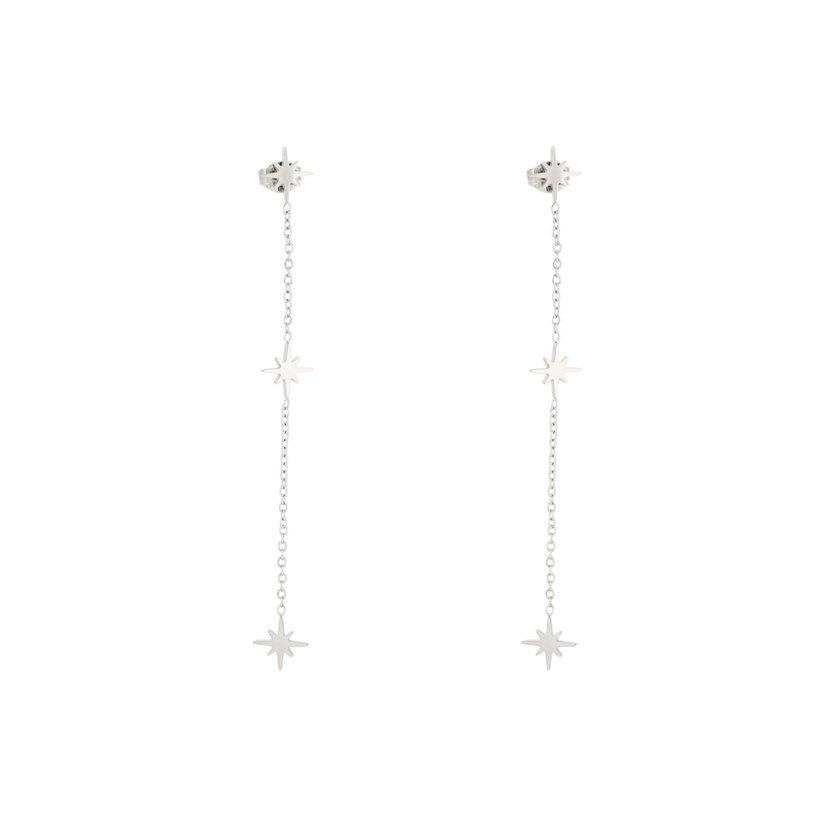 Brincos em aço comprido estrelas GB