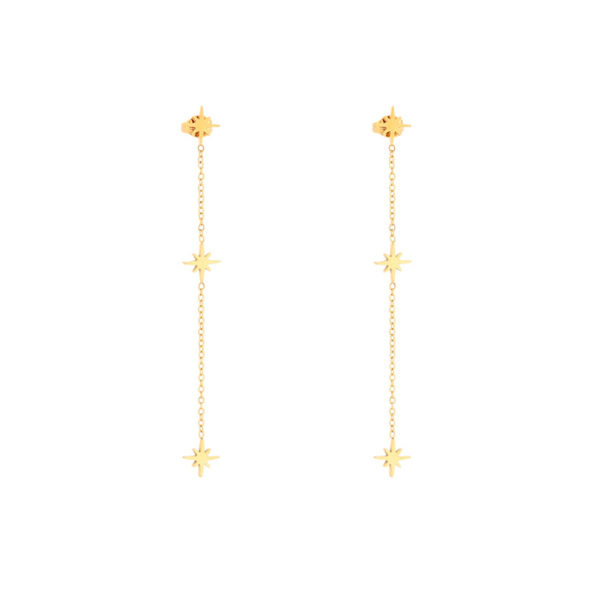Pendientes en acero largo estrellas GB