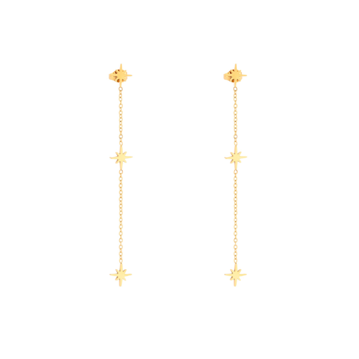Boucles d\'oreilles en acier long étoiles GB