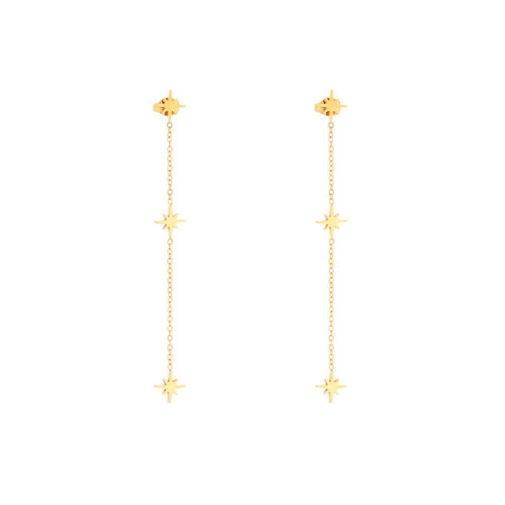 Boucles d\'oreilles en acier long étoiles GB