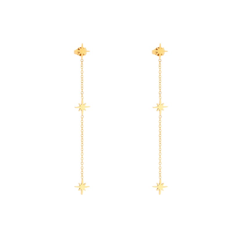 Steel earrings long stars GB