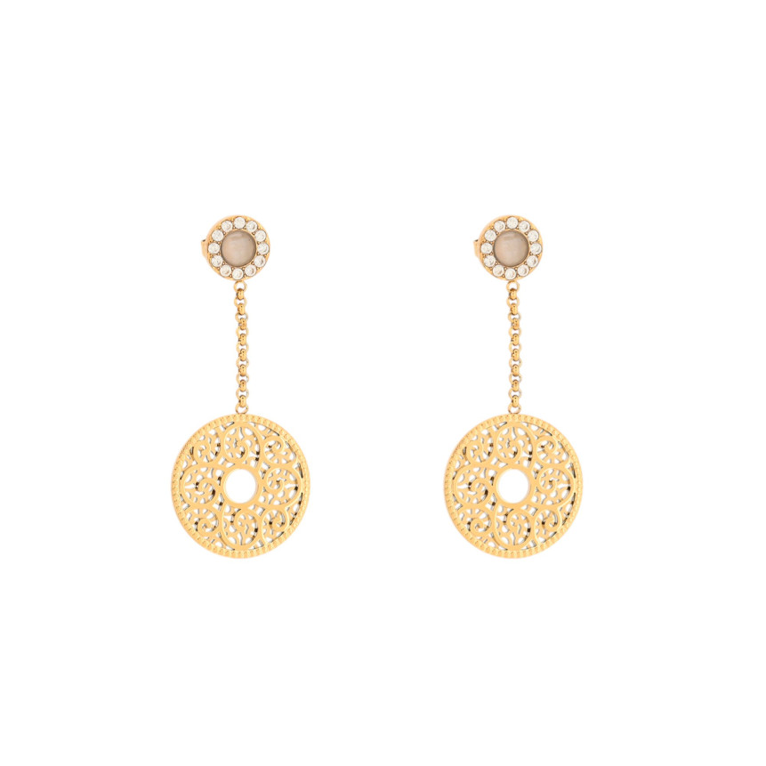 Boucles d\'oreilles en acier texture et pierre GB