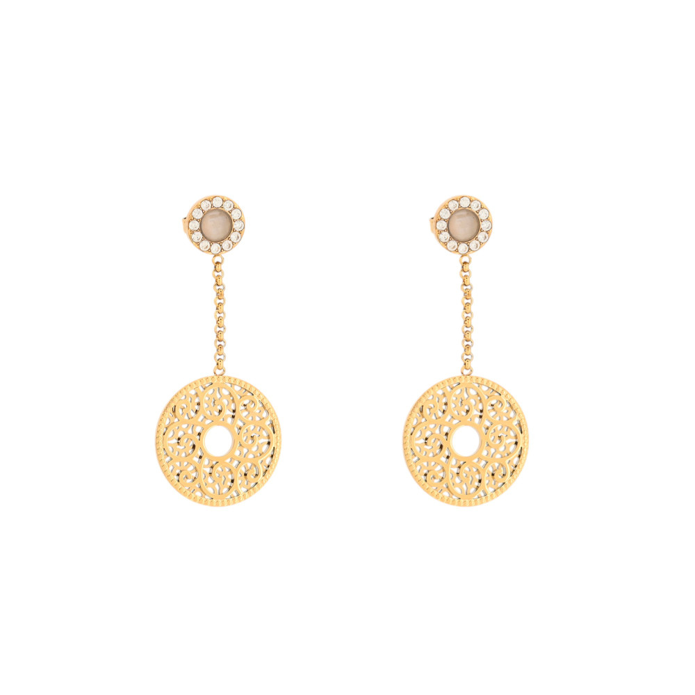 Boucles d\'oreilles en acier texture et pierre GB