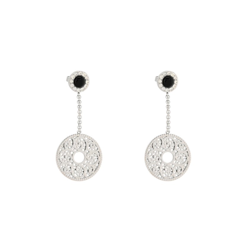 Boucles d'oreilles en acier texture et pierre GB