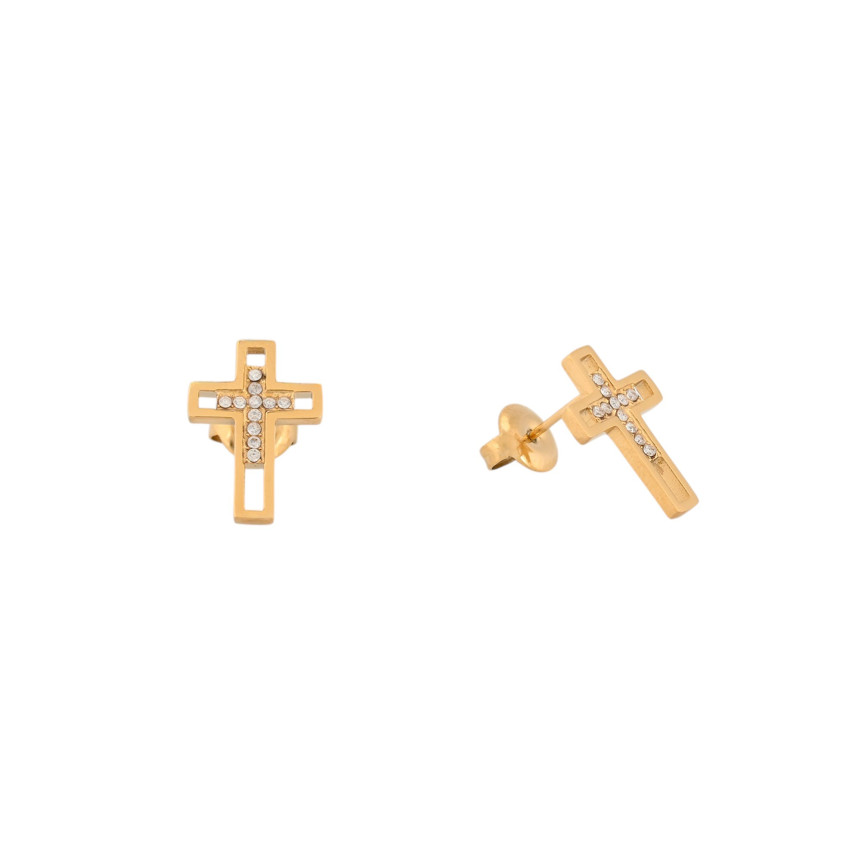 Steel earrings cross open GB