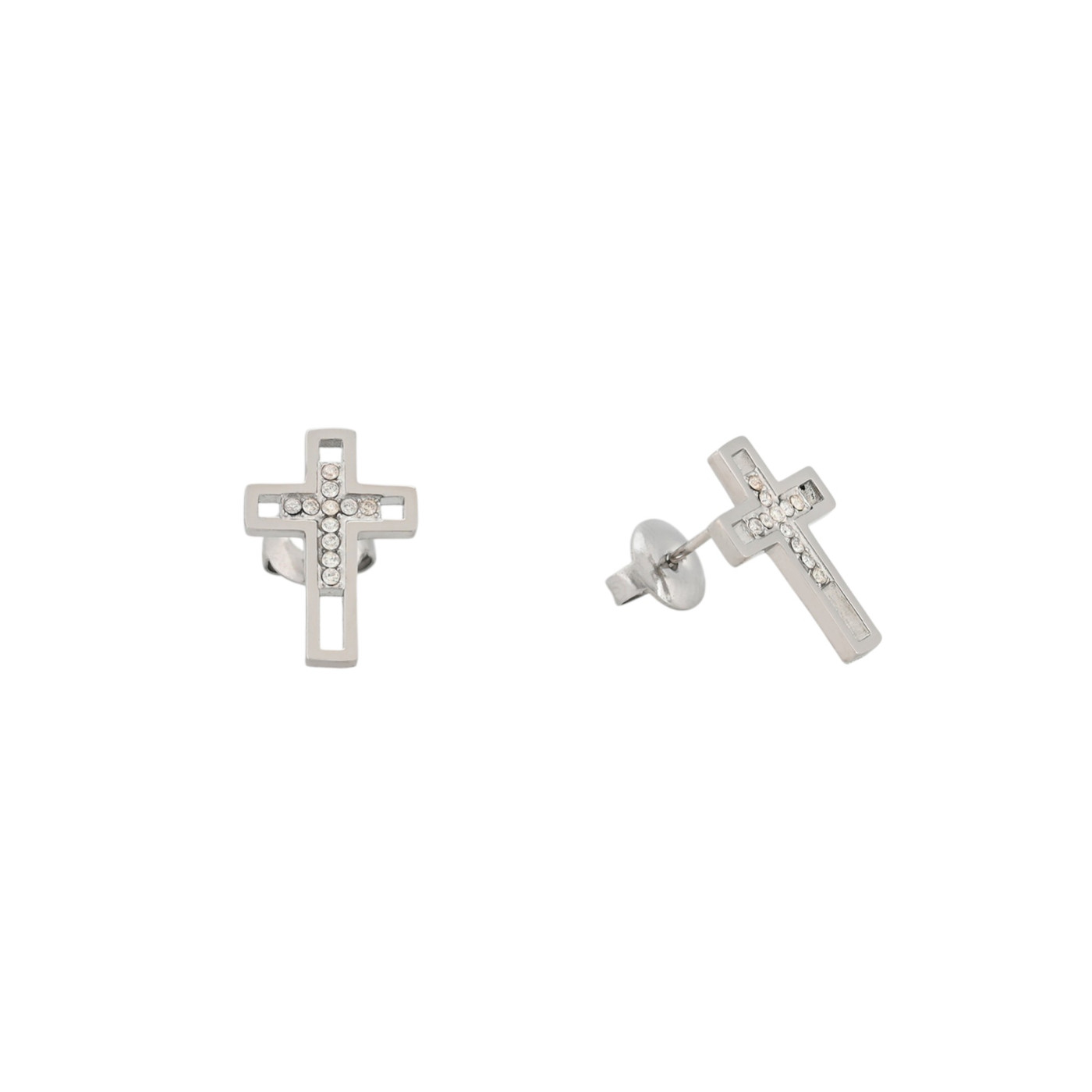 Boucles d\'oreilles en acier croix ouvert GB